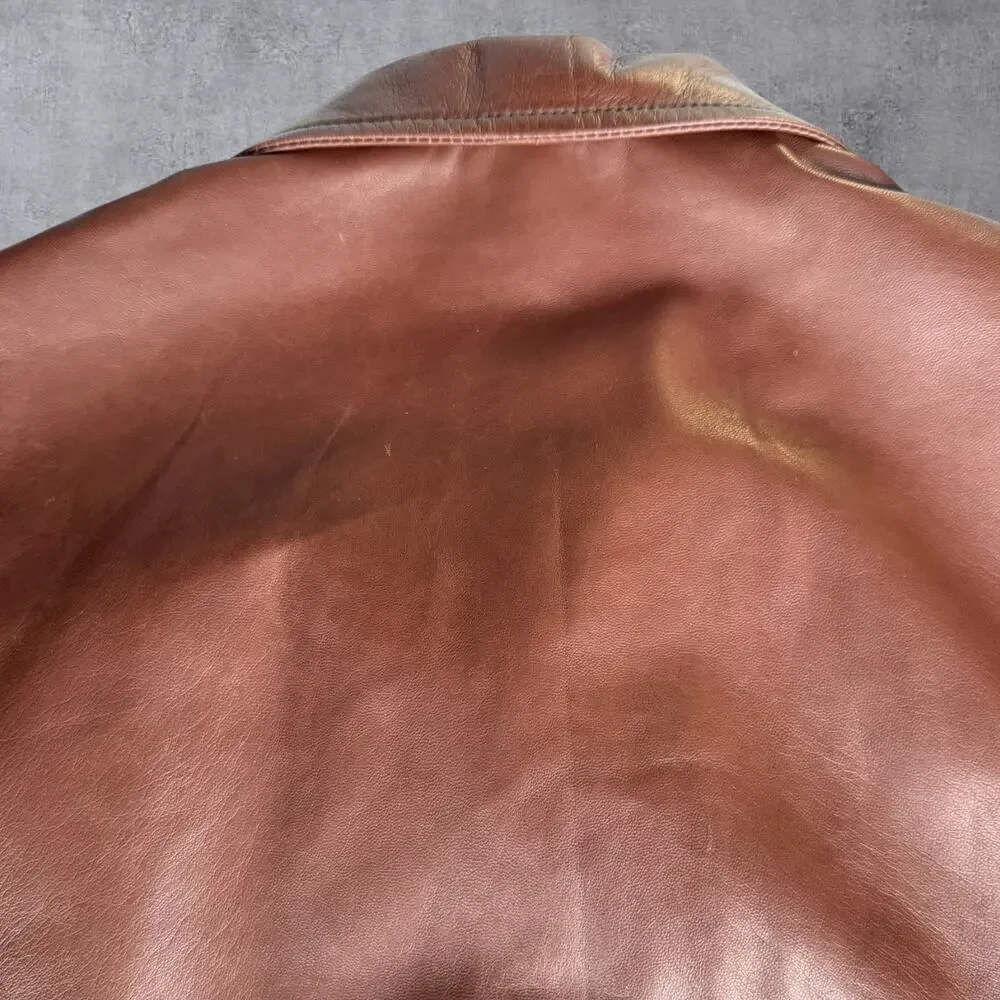 VTG Marco Pierguidi Italian Leather Jacket Mens Med Brown Car Chore Coat Italy⁠